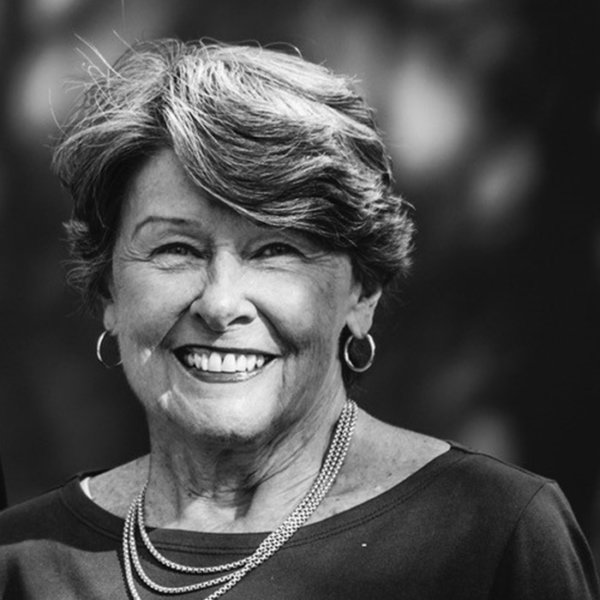 Ellen's headshot in black and white