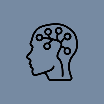 Icon of profile with lines to represent the brain