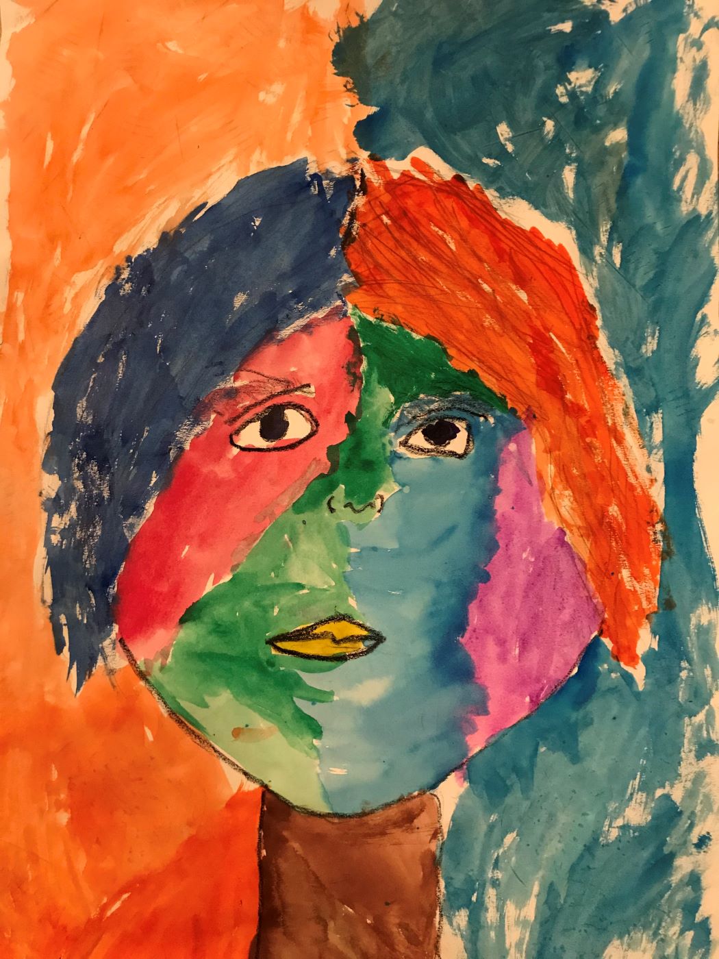 Painting of a colorful face