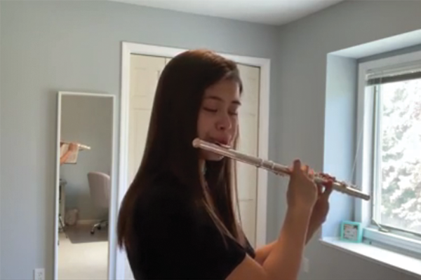 Student playing flute