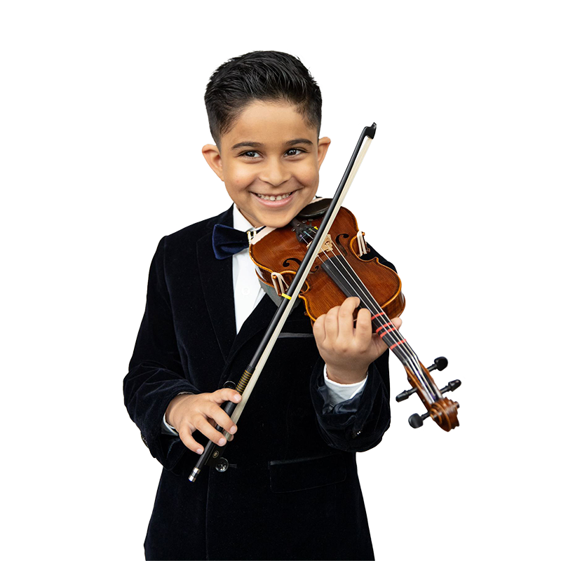 young child playing violin